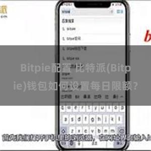 Bitpie配置 比特派(Bitpie)钱包如何设置每日限额？